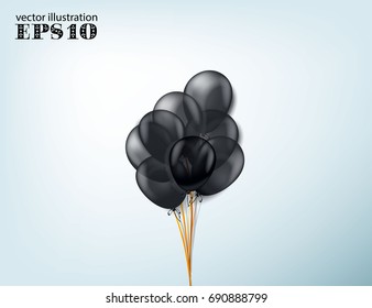 black colorful realistic balloons vector illustration
