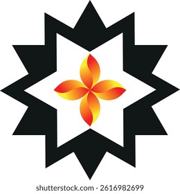 A black and colorful star vector design. 