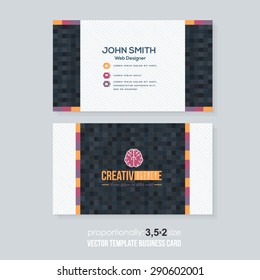 Black Colors Low Poly Style Squares Elements Business Cards Design