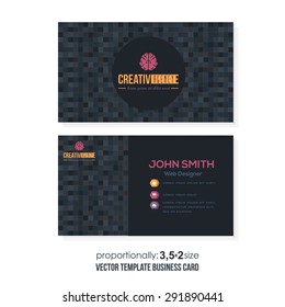 Black Colors Low Poly Style Squares Elements Business Cards Design