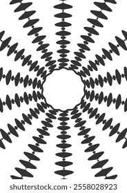 Black colors swirl on a white background. Geometric spiral abstract wallpaper. Sound wave. 