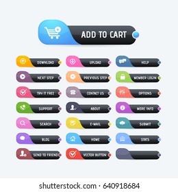 Black Colors Website Buttons Set, Vector Clean Web Layout Elements