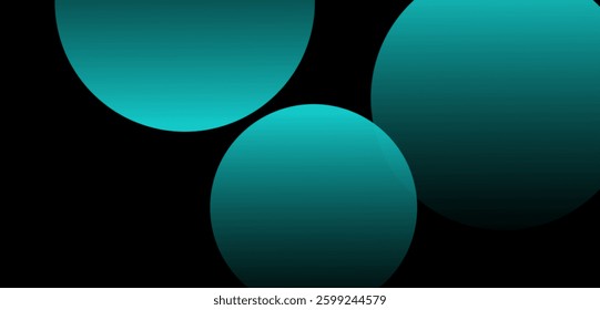 Black colour abstract background with geometric glowing sky blue colour circle shapes pattern design background vector illustration.