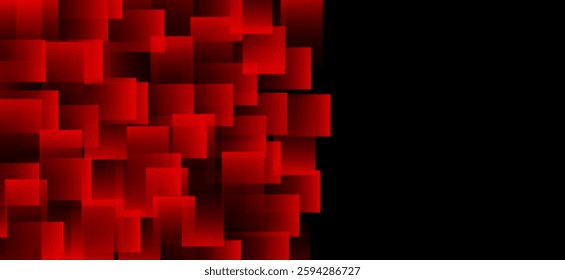 Black colour abstract background with glowing red colour geometric rectangle shapes pattern design background vector illustration eps10. Futuristic, Luxury, graphic. Degital.