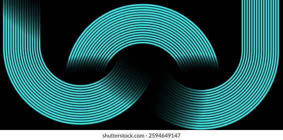Black colour abstract background with glowing Sky blue colour dynamic shapes composition design lines vector illustration eps10. Geometric pattern curve lines. design pattern. Futuristic, Luxury.