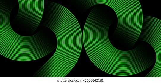 Black colour abstract background with green colour geometric curve glowing lines Dynamic shapes composition design background vector illustration. Degital ,futuristic technology,Luxury,graphic.