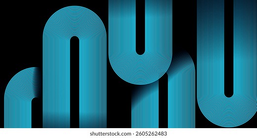  Black colour abstract background with Modern glowing sky blue colour dynamic shapes composition design lines abstract background vector illustration. Futuristic concept. High quality graphic.