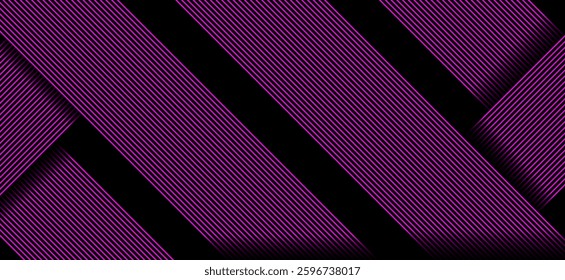 Black colour abstract background with pink colour geometric glowing lines design background vector illustration. Degital futuristic technology,Luxury,graphic. Perfect for modern projects,business.