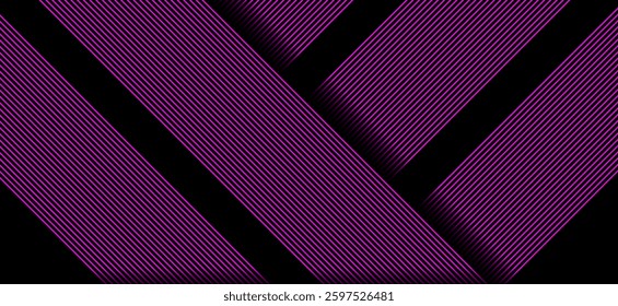 Black colour abstract background with pink colour geometric glowing lines design background vector illustration. Degital futuristic technology,Luxury,graphic. Perfect for modern projects,business.