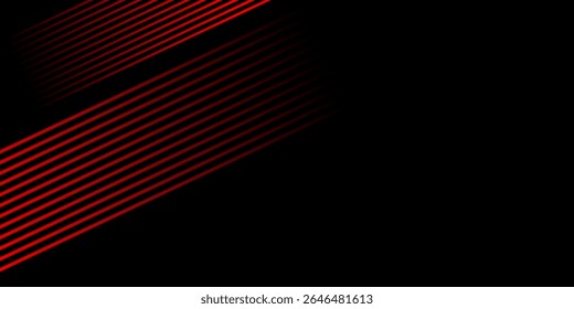 Black colour abstract background with red colour geometric glowing lines design background vector illustration.