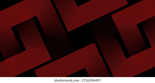 Fundo abstrato de cor preta com cor vermelha geométrica linhas brilhantes design fundo vetor ilustração. Tecnologia futurista degital, Luxo, gráfico. Perfeito para projetos modernos, negócios.

