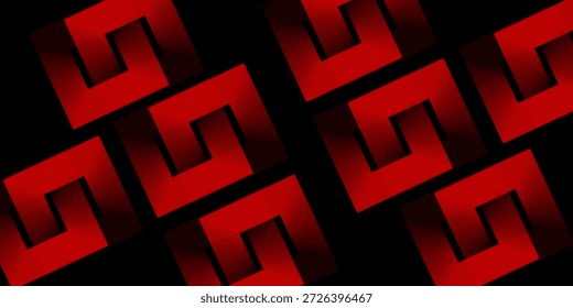 Fundo abstrato de cor preta com cor vermelha geométrica linhas brilhantes design fundo vetor ilustração. Tecnologia futurista degital, Luxo, gráfico. Perfeito para projetos modernos, negócios.

