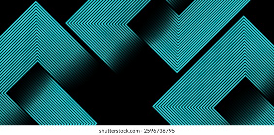 Black colour abstract background with sky blue colour geometric glowing lines design background vector illustration. Degital futuristic technology,Luxury,graphic. Perfect for modern projects,business.