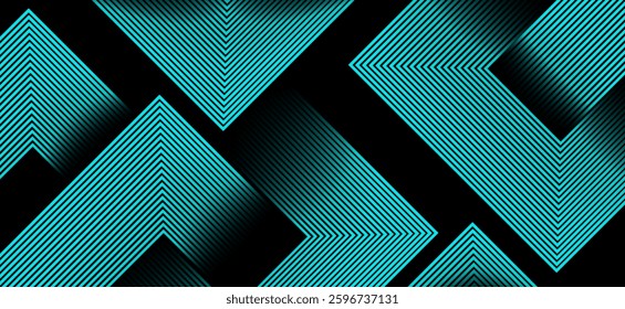 Black colour abstract background with sky blue colour geometric glowing lines design background vector illustration. Degital futuristic technology,Luxury,graphic. Perfect for modern projects,business.
