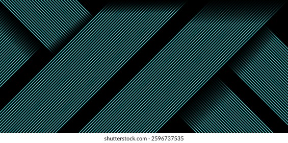 Black colour abstract background with sky blue colour geometric glowing lines design background vector illustration. Degital futuristic technology,Luxury,graphic. Perfect for modern projects,business.