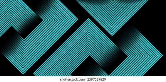 Black colour abstract background with sky blue colour geometric glowing lines design background vector illustration. Degital futuristic technology,Luxury,graphic. Perfect for modern projects,business.