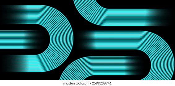 Black colour abstract background with sky blue colour geometric curve glowing lines Dynamic shapes composition design background vector illustration. Degital ,futuristic technology,Luxury,graphic.