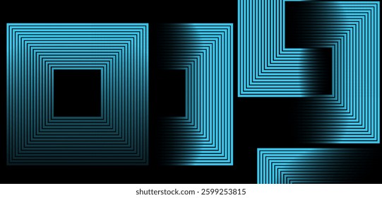 Black colour abstract background with sky blue colour geometric glowing lines design background vector illustration. Futuristic technology ,Luxury,pattern. Perfect for modern projects, graphic.