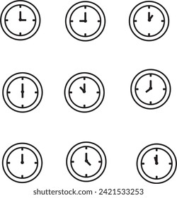 Black Colour Clock vector images 