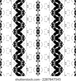 Black Colour Dark Doodle Textile. Black Color Geometric Pattern. Simple Ethnic Ikat Batik. Tribal Ink Scribble Vector. Doodle Dyed Art Batik. Seamless Design Art Pattern. Seamless Dark Native Vector