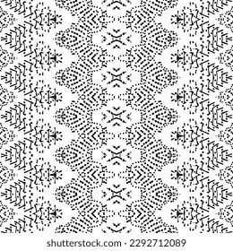Black Colour Dark Doodle Textile. Abstract Dyed Print. Simple Ethnic Wavy Batik. Doodle Aztec Dark Pattern. Black Color African Pattern. Tribal Ink Scribble Vector. Seamless Ink Doodle Repeat