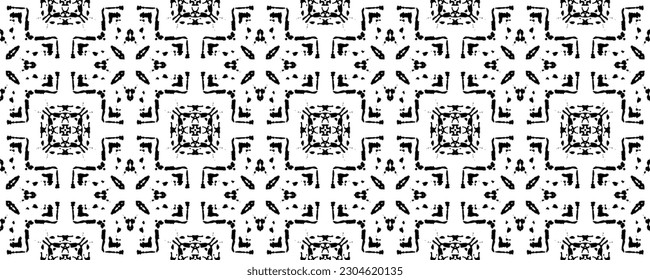 Black Colour Dark Doodle Textile. Black Color Bohemian Pattern. Seamless Aztec Dark Pattern. Tribal Ink Scribble Vector. Doodle Dyed Print. Simple Native Hand Batik. Seamless Ink Doodle Vector