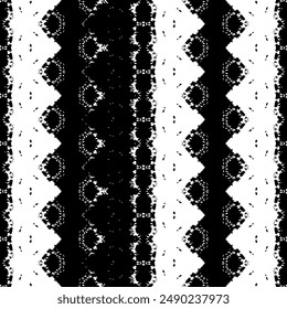 Textura de garabato oscuro de color negro. Patrón negro africano. Batik de línea nativa simple. Patrón de arte étnico nativo. Batik de tinta ondulada Abstractas. Vector de Garabato de Arte Tribal. Tinta Abstractas Étnica Repetir