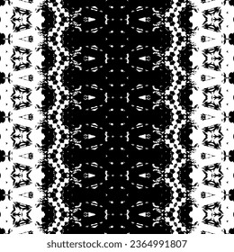 Black Colour Dark Scribble Textile. Simple African Pattern. Seamless Aztec Ink Pattern. Native Art Doodle Vector. Abstract Hand Ink Batik. Black Color Tribal Wavy Batik. Abstract Art Ethnic Design