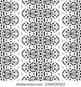 Schwarzes Farbtink-Doodle-Muster. Schwarze Farbe mexikanisches Muster. Tribal Art Scribble Vektor. Abstrakte Linie dunkler Druck. Einfache Ethnische Ink Batik. Ethnische Native Art Muster. Nahtloser Ink-Vektor