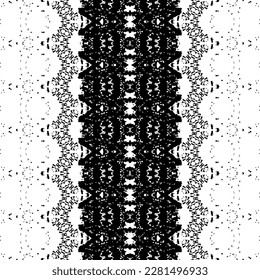 Black Colour Ink Doodle Textile. Black Color Tribal Dyed Vector. Simple Zig Zag Pattern. Ethnic Native Dark Pattern. Abstract Wavy Dark Print. Ethnic Art Scribble Batik. Seamless Ink Native Repeat