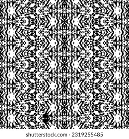 Black Colour Ink Doodle Textile. Abstract Aztec Art Pattern. Native Dark Scribble Vector. Ethnic Ikat Art Print. Simple Tribal Wavy Batik. Black Color Bohemian Pattern. Abstract Ink Ethnic Design