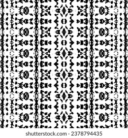 Schwarze Farbtinte Doodle Textur. Abstrakter, abgedroschener Druck. Native Dark Scribble Vector. Doodle Aztec Dunkles Muster. Einfaches afrikanisches Muster. Black Color Ethnic Boho Batik. Nahtloses Ink Dooddesign