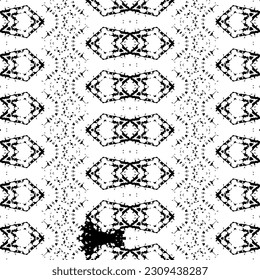 Black Colour Ink Scribble Textile. Doodle Boho Art Print. Abstract Design Ink Pattern. Black Color African Pattern. Simple Native Dyed Batik. Tribal Dark Doodle Vector. Seamless Dark Ethnic Vector