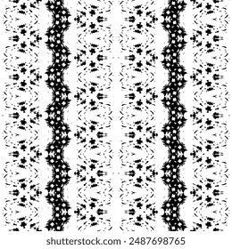 Black Colour Ink Scribble Textile. Doodle Boho Dark Batik. Ethnic Art Doodle Vector. Simple Tribal Hand Batik. Black Color African Pattern. Abstract Design Art Pattern. Abstract Ink Native Repeat