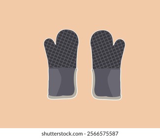 black colour oven glove vector with lighten background 