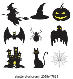 a black colour set of different figures for halloween