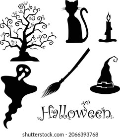 un conjunto de colores negros de diferentes figuras para halloween