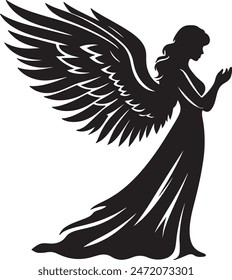 Black Colour Women Angel Silhouette