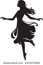 Black Colour Women Angel Silhouette