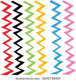 Black and coloured zigzag pattern seamless texture isolate wallpaper with lines 