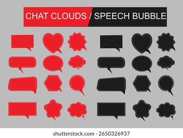 Black and colourful chat clouds or speech Bubble Icons Set vector illustration design.
