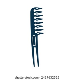 Black Comb as Professional Hairdressing Tool and Accessory for Hairdo Vector Illustration