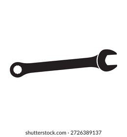 Llave de combinación negra con extremos abiertos y de caja en el equipo de hardware de metal de herramienta blanco