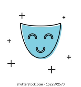 Black Comedy theatrical mask icon isolated on white background.  Vector Illustration