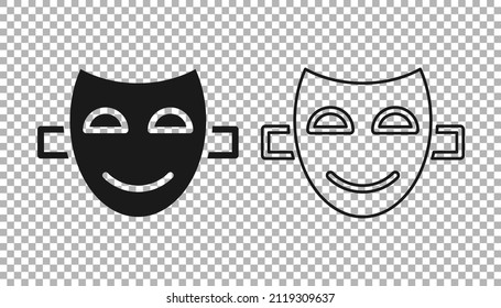 Black Comedy theatrical mask icon isolated on transparent background.  Vector