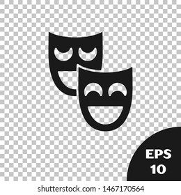 Black Comedy theatrical masks icon isolated on transparent background.  Vector Illustration