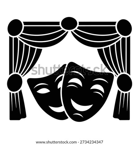 Black comedy and tragedy masks under theatrical curtains theater drama