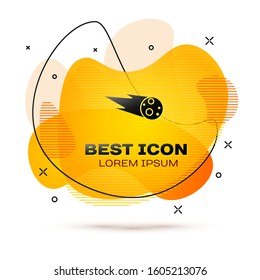Black Comet falling down fast icon isolated on white background. Abstract banner with liquid shapes. Vector Illustration