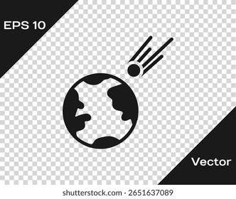 Black Comet falling down fast icon isolated on transparent background.  Vector Illustration