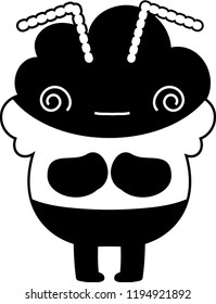 Black Comic cute monster vector